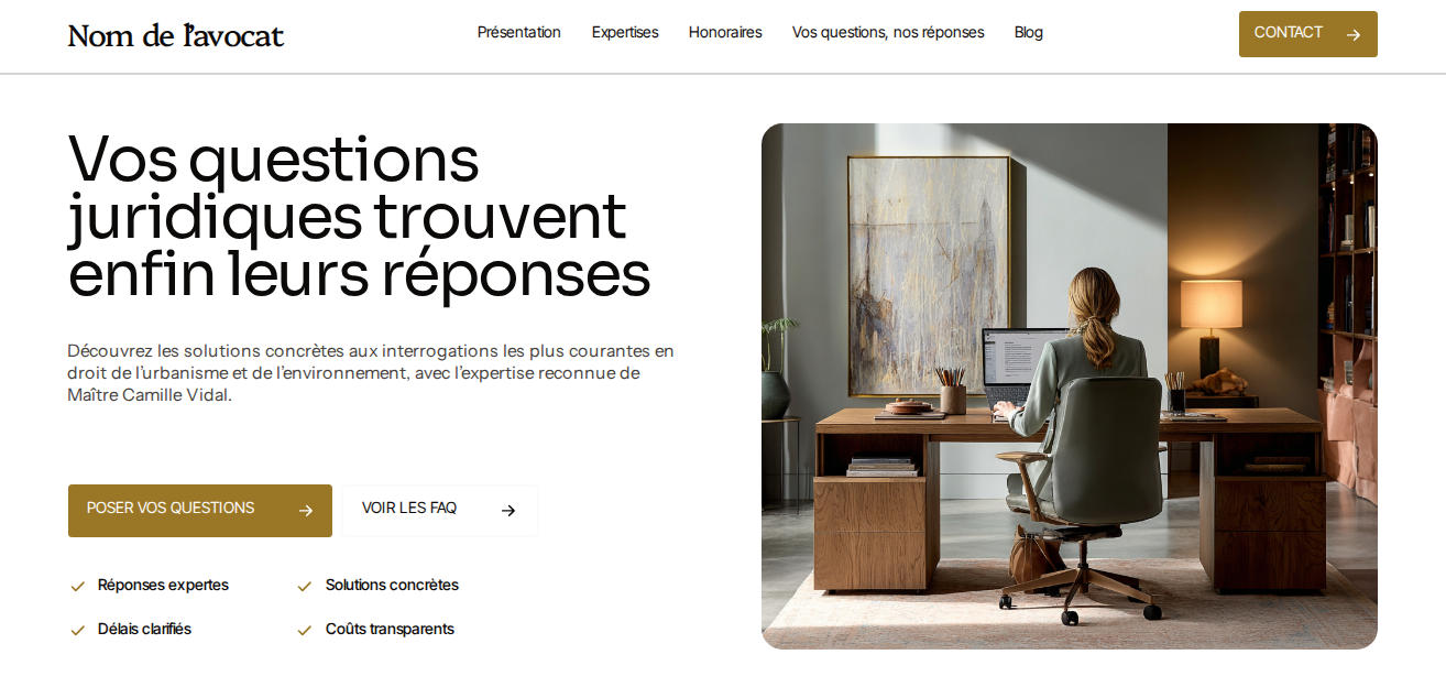 Aperçu d’un site en style sobre